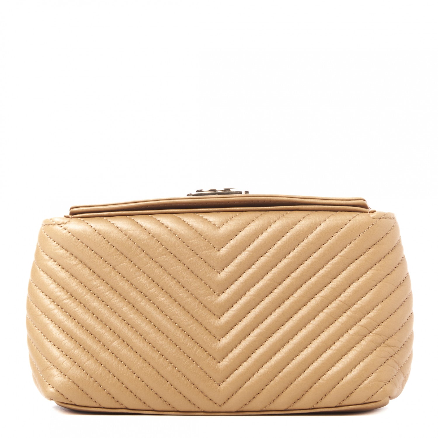 Chanel Aged Calfskin Chevron Boy Cosmetic Pouch Beige 1 of 9