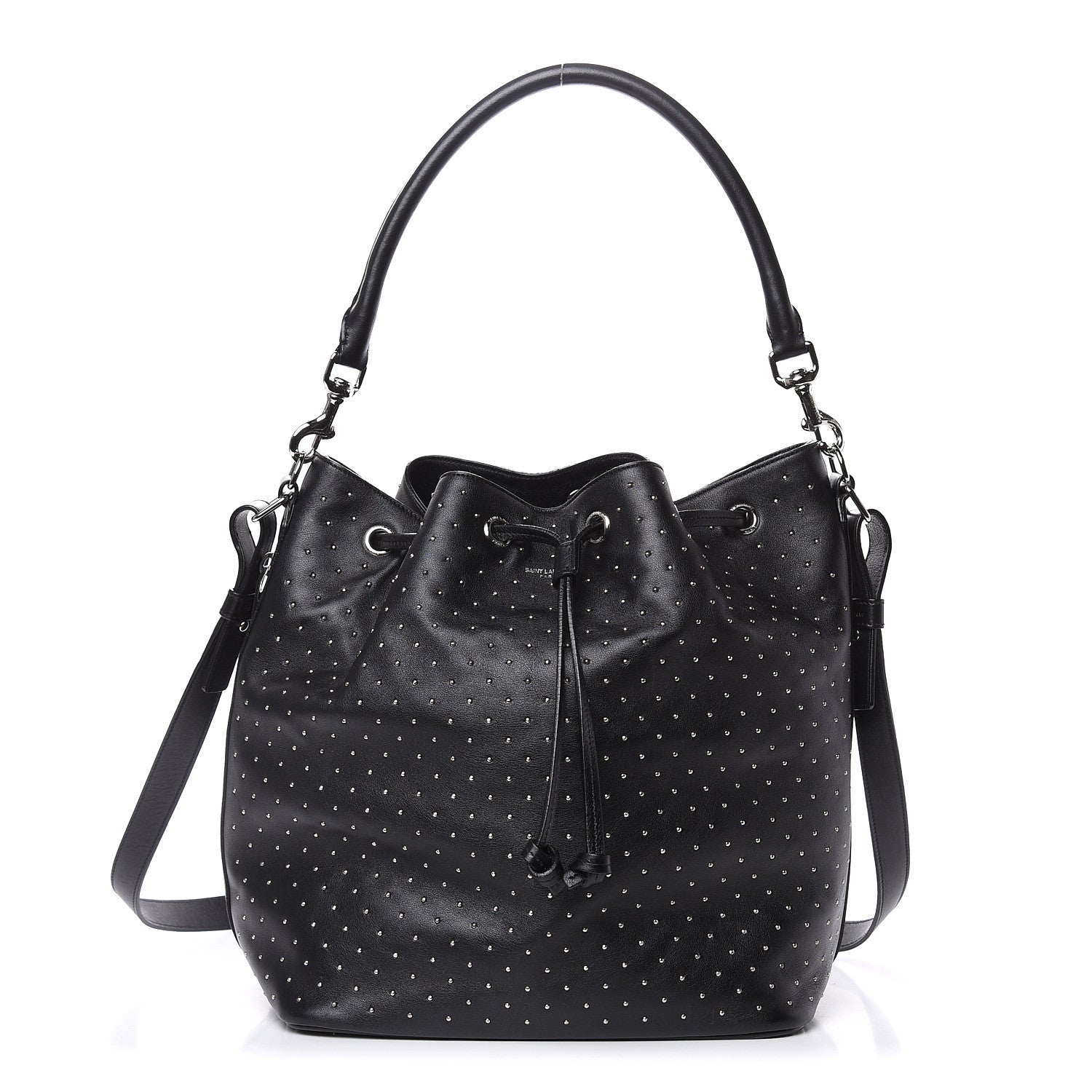 Saint Laurent Calfskin Studded Medium Emmanuelle Bucket Bag Black 1 of 15