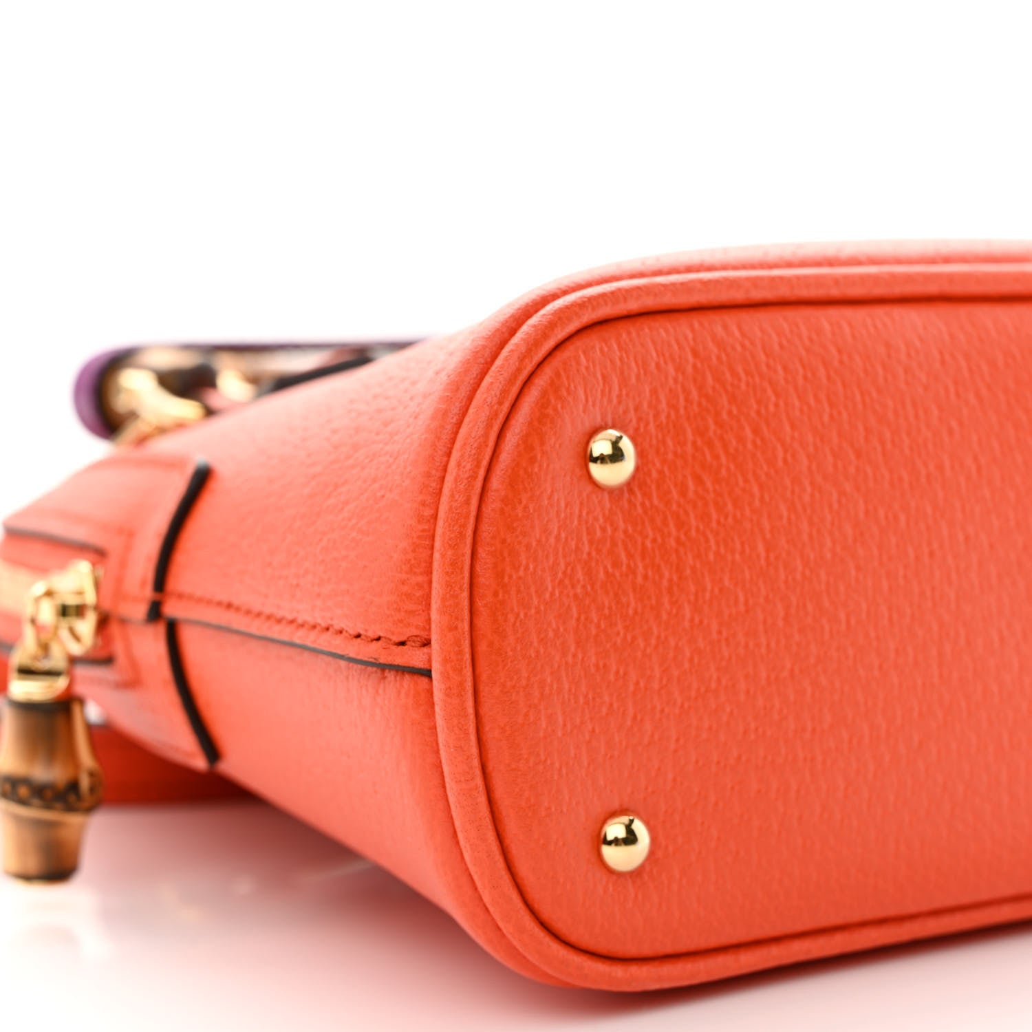 Gucci Textured Dollar Calfskin Mini Diana Dome Tote Bag Deep Orange Spicy Cyclamin 9 of 11
