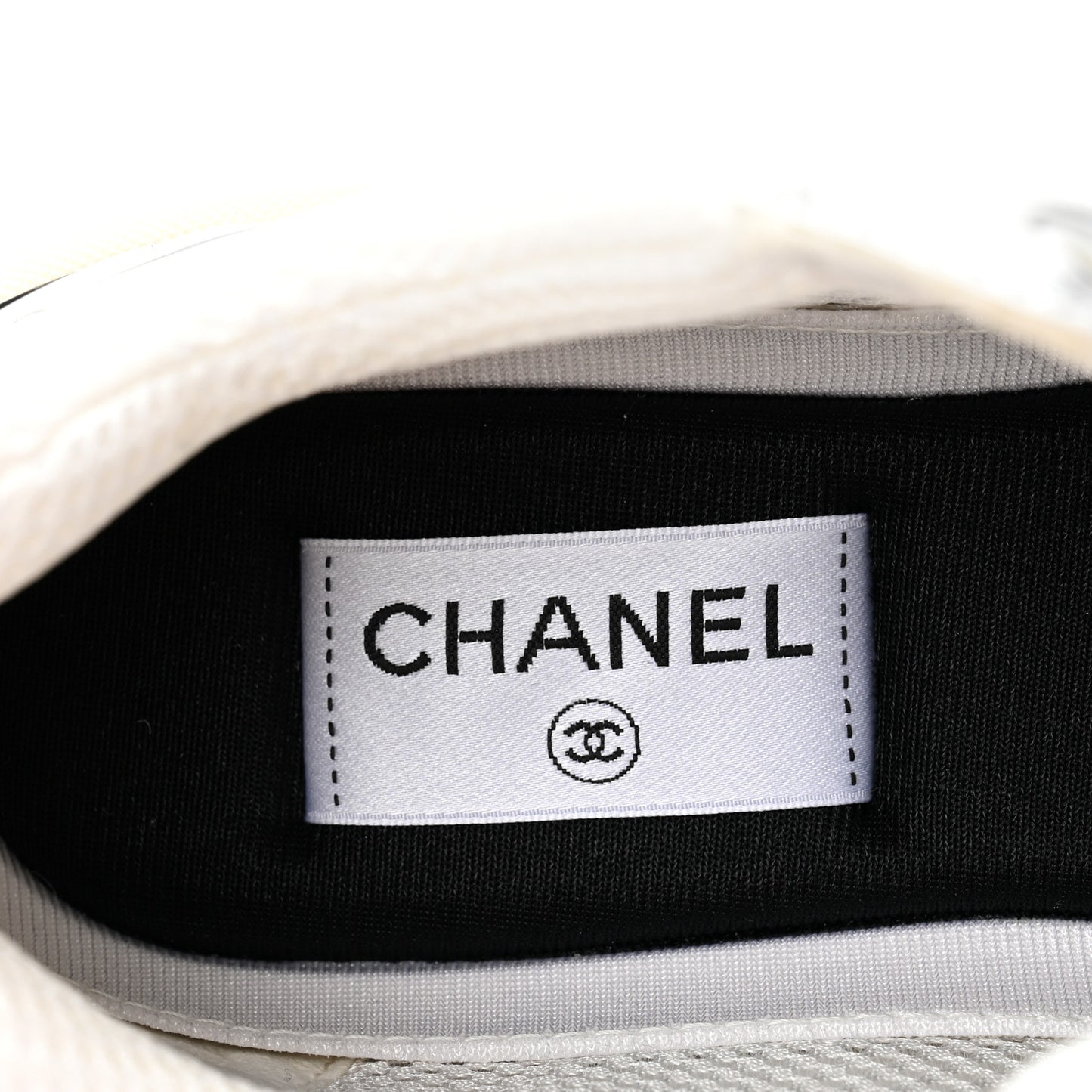 Fabric Laminated Calfskin Stretch CC Sneakers 39.5 White Silver