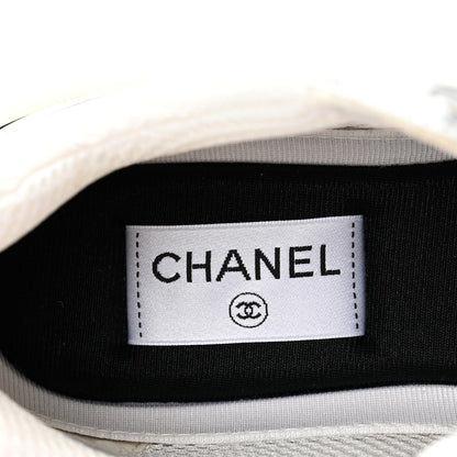 Chanel Fabric Laminated Calfskin Stretch CC Sneakers 39.5 White Silver 8 of 10