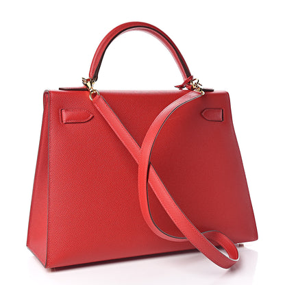 Hermes Epsom Kelly Sellier 32 Rouge Casaque 3 of 35