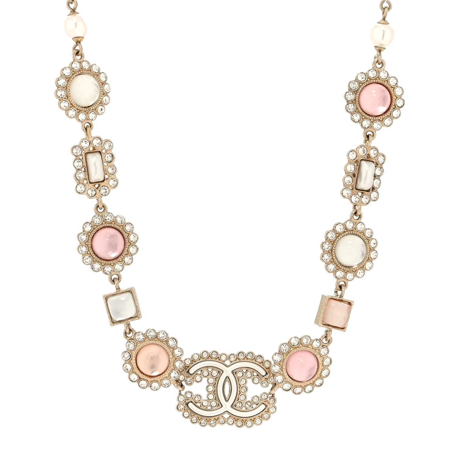 Chanel Crystal Pearl CC Choker Gold Pink Gold 1 of 5