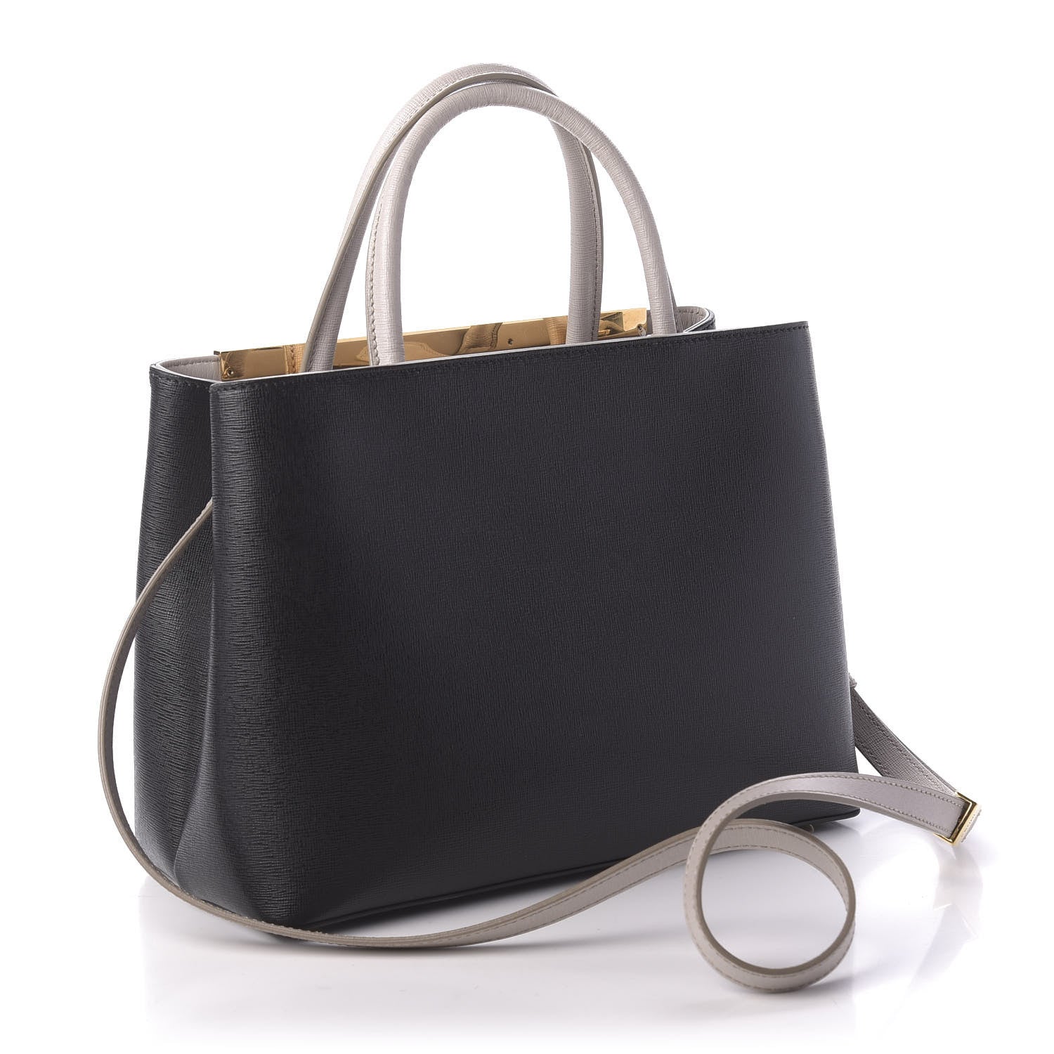 Fendi Vitello Elite Monster Petite 2Jours Tote Multicolor Black Grigio Polvere Multicolor 3 of 9