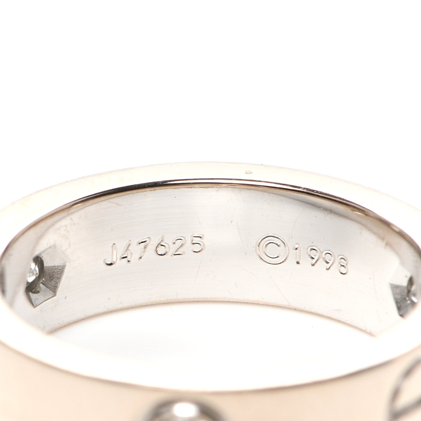 18K White Gold 3 Diamond 5.5mm LOVE Ring 52 6