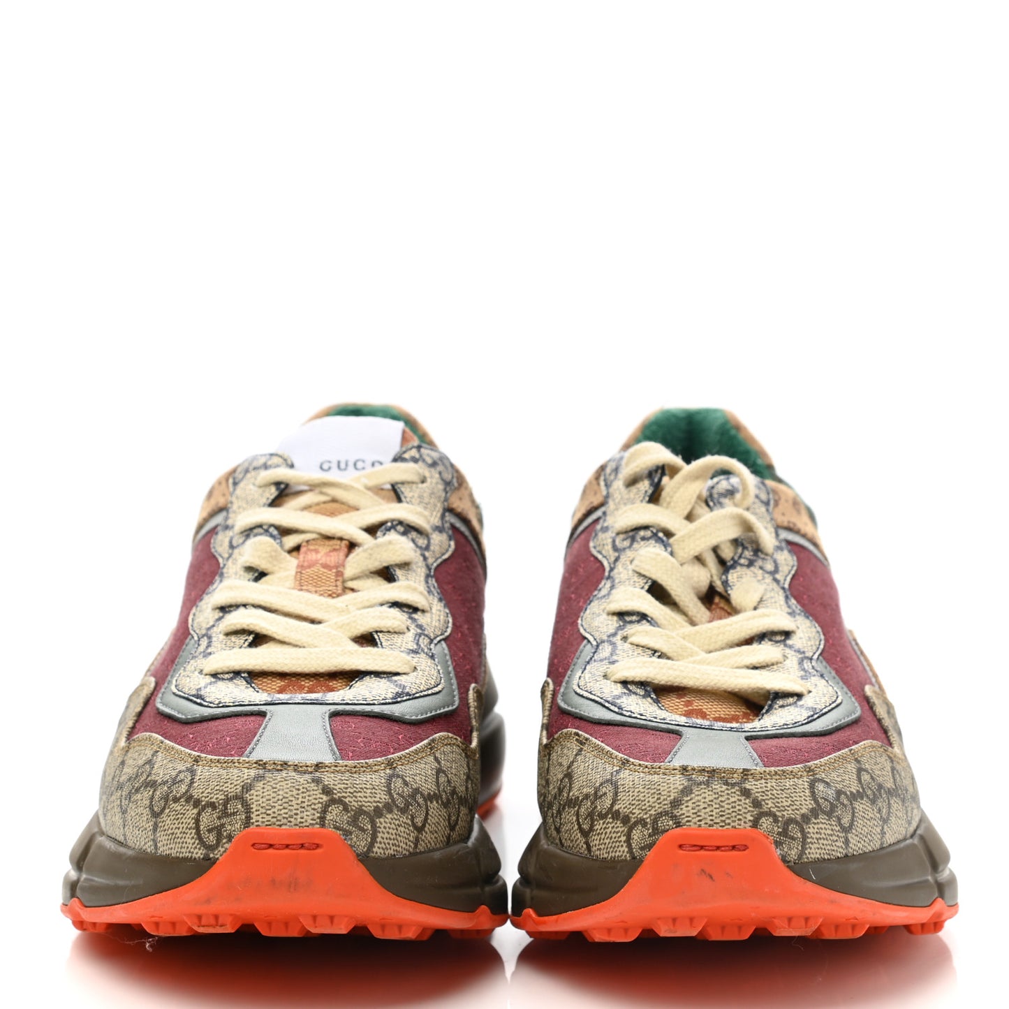 GG Supreme Monogram Mix Monogram Womens Rhyton Sneakers 39.5 Bordeaux Beige Ebony