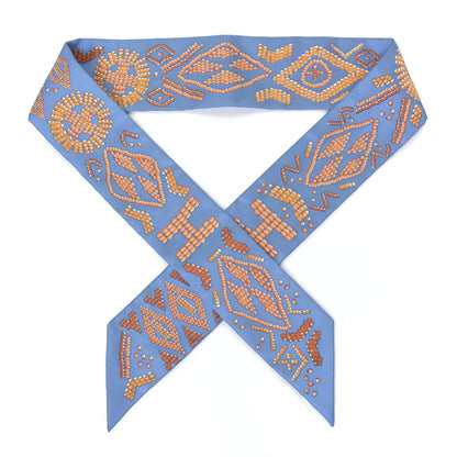 Hermes Silk Kelly En Perles Twilly Bleu Azur Orange 1 of 4