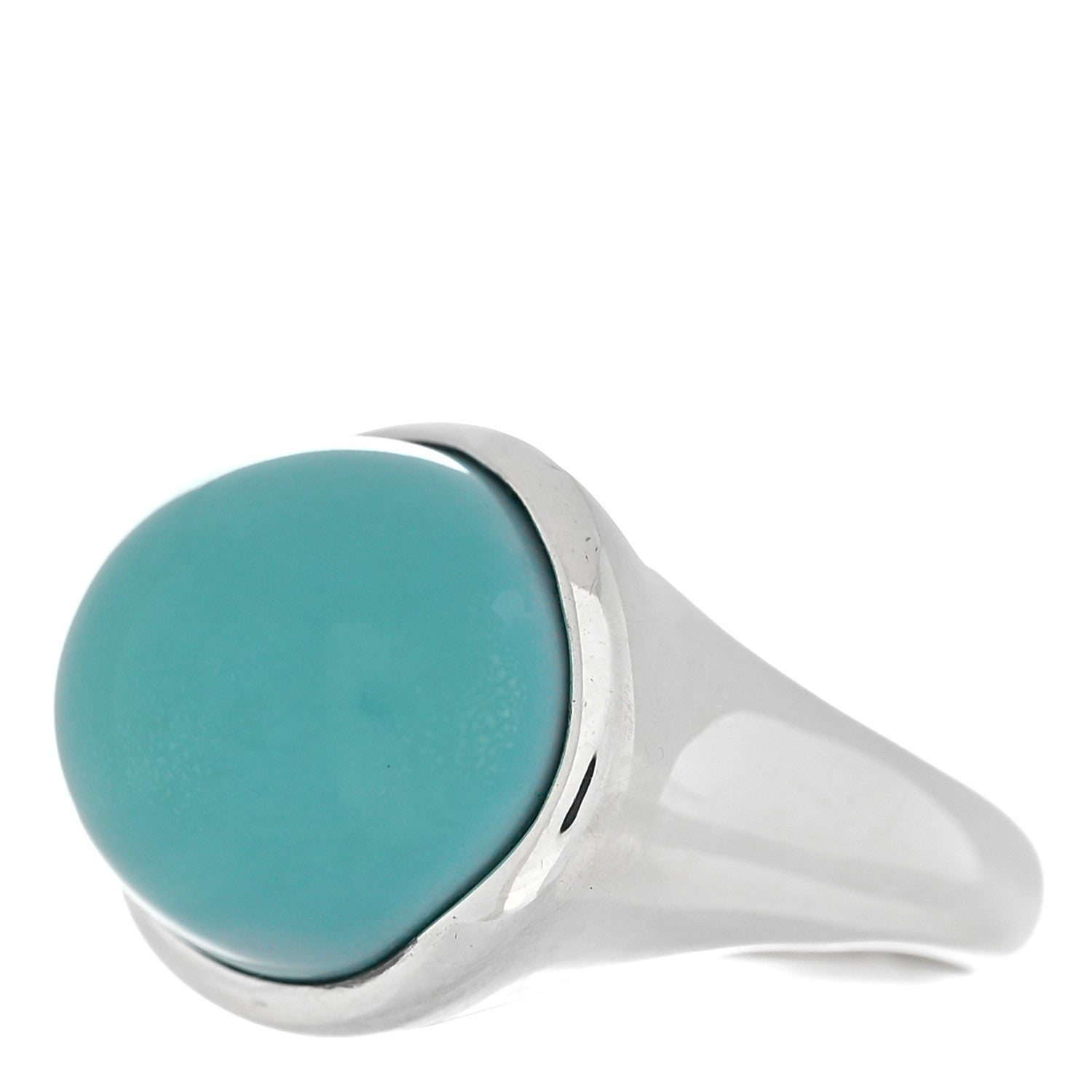 Tiffany Sterling Silver Elsa Peretti Turquoise Cabochon Ring 52 6 3 of 5