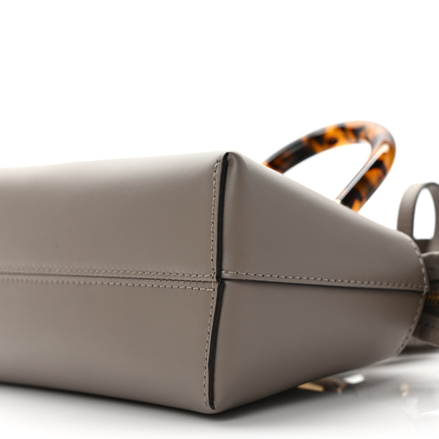 Fendi Vitello King Plexiglass Logo Embossed Mini By The Way Top Handle Boston Bag Tortora 9 of 9