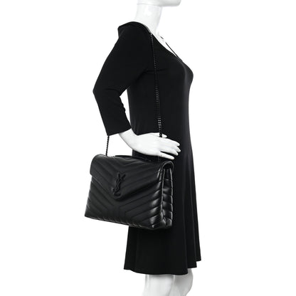 Saint Laurent Calfskin Y Quilted Monogram Monochrome Medium Loulou Chain Satchel Black 2 of 10