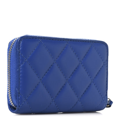 Chanel Lambskin Quilted Zip Coin Purse Blue 3 of 7