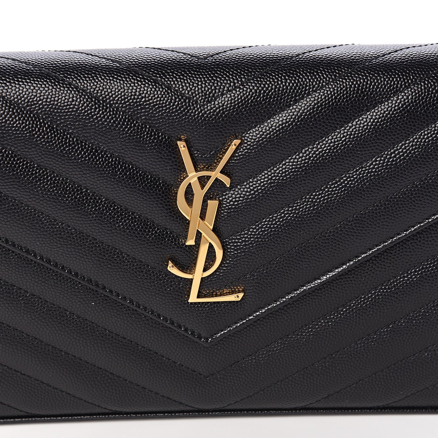 Grain De Poudre Matelasse Chevron Monogram Chain Wallet Black