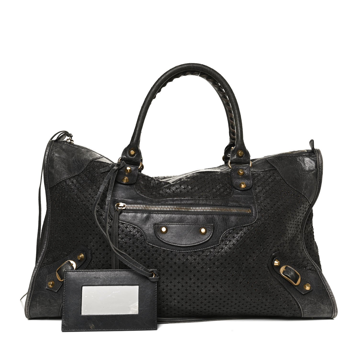 Balenciaga Agneau Laser Cut Cross Classic Gold Hardware Work Grey 1 of 13
