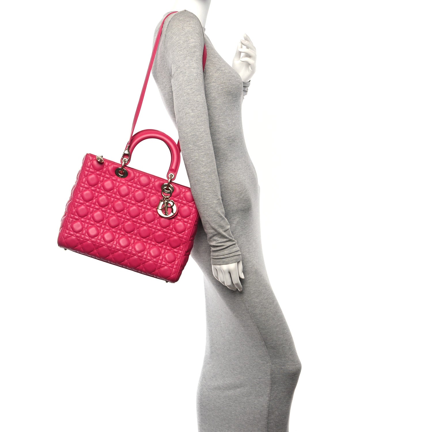 Christian Dior Lambskin Cannage Large Lady Dior Pink 2 of 20