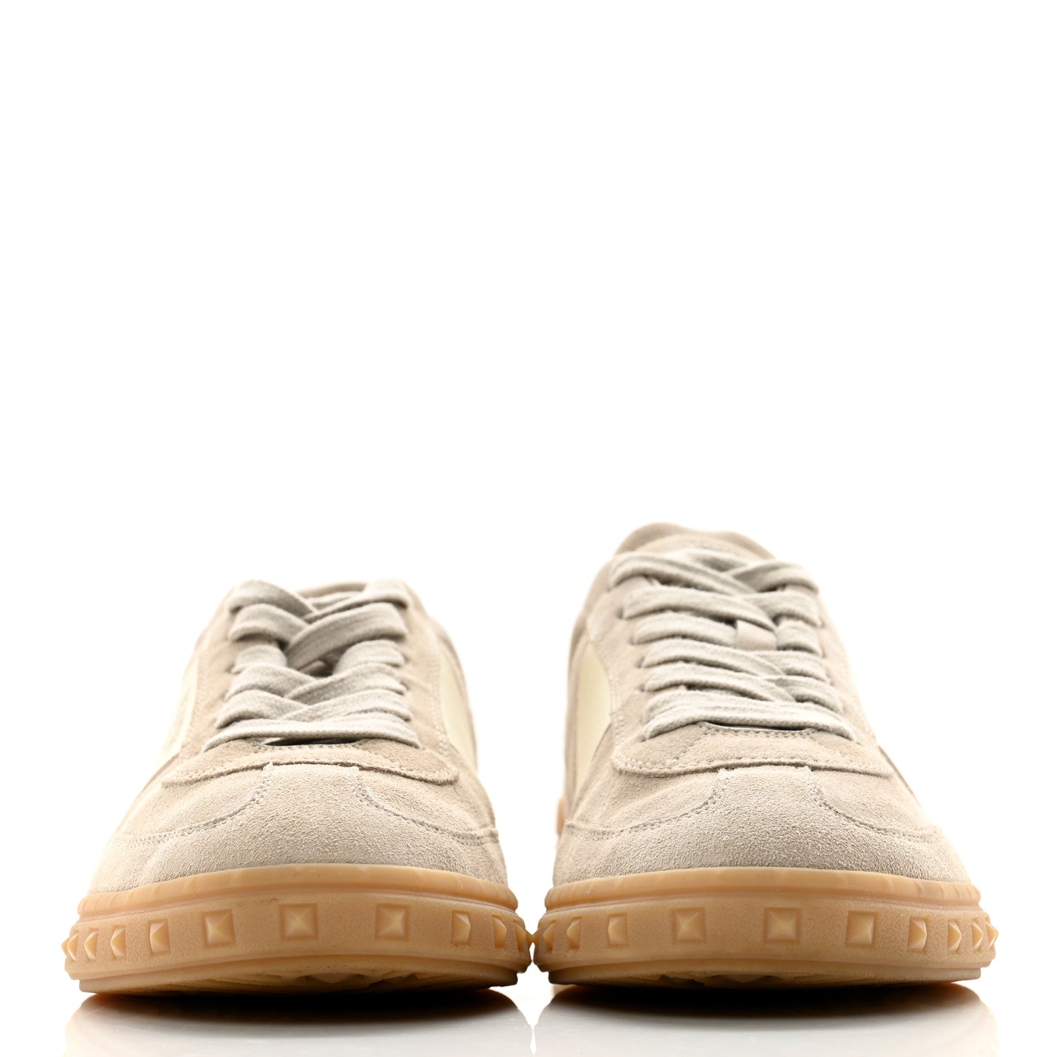Valentino Garavani Suede Calfskin Womens Upvillage Low Top Sneakers 38 Beige Ivory 2 of 10