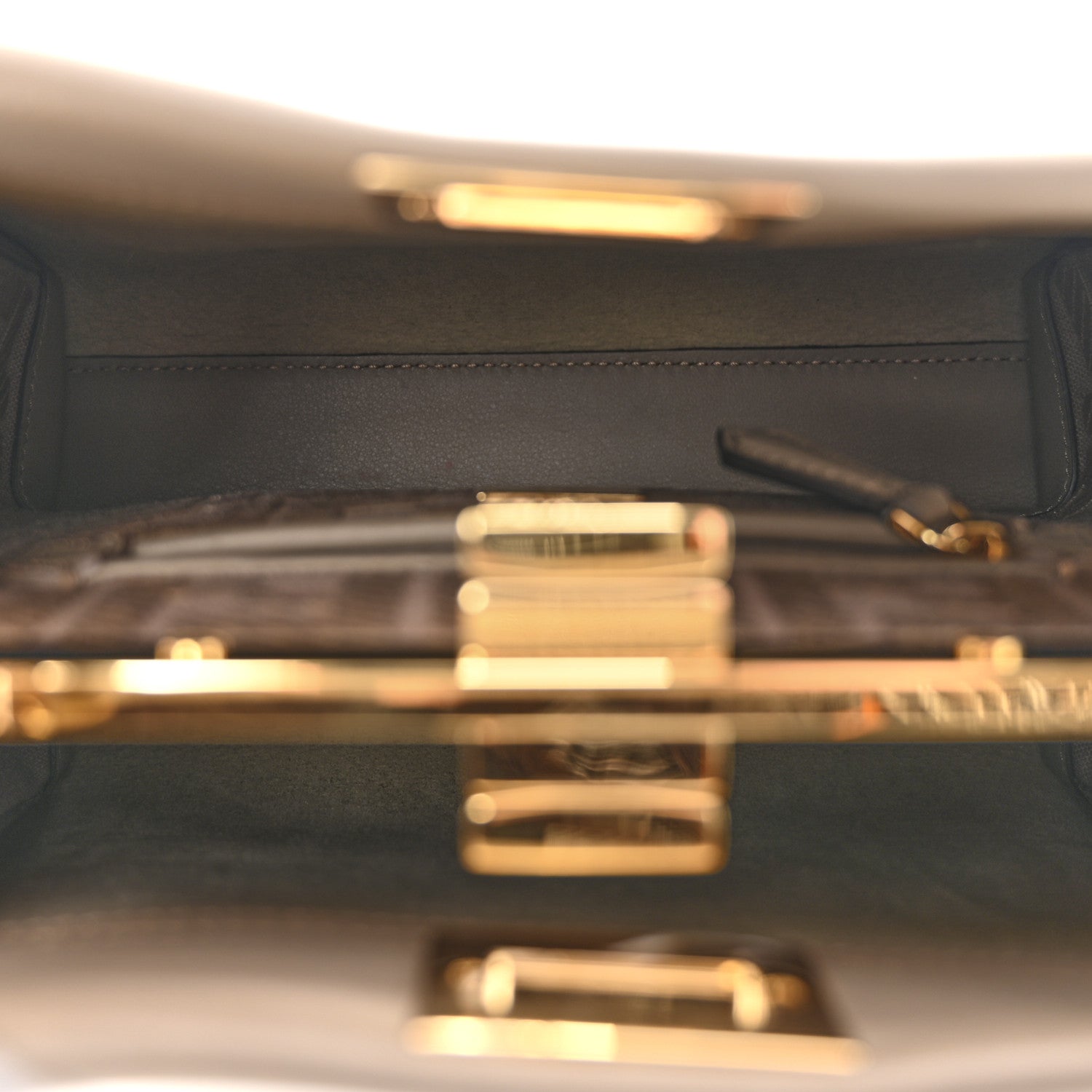 Fendi Vitello Seta Canvas FF Embroidered Mini Peekaboo Iconic Satchel Tartufo 5 of 11