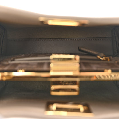 Fendi Vitello Seta Canvas FF Embroidered Mini Peekaboo Iconic Satchel Tartufo 5 of 11