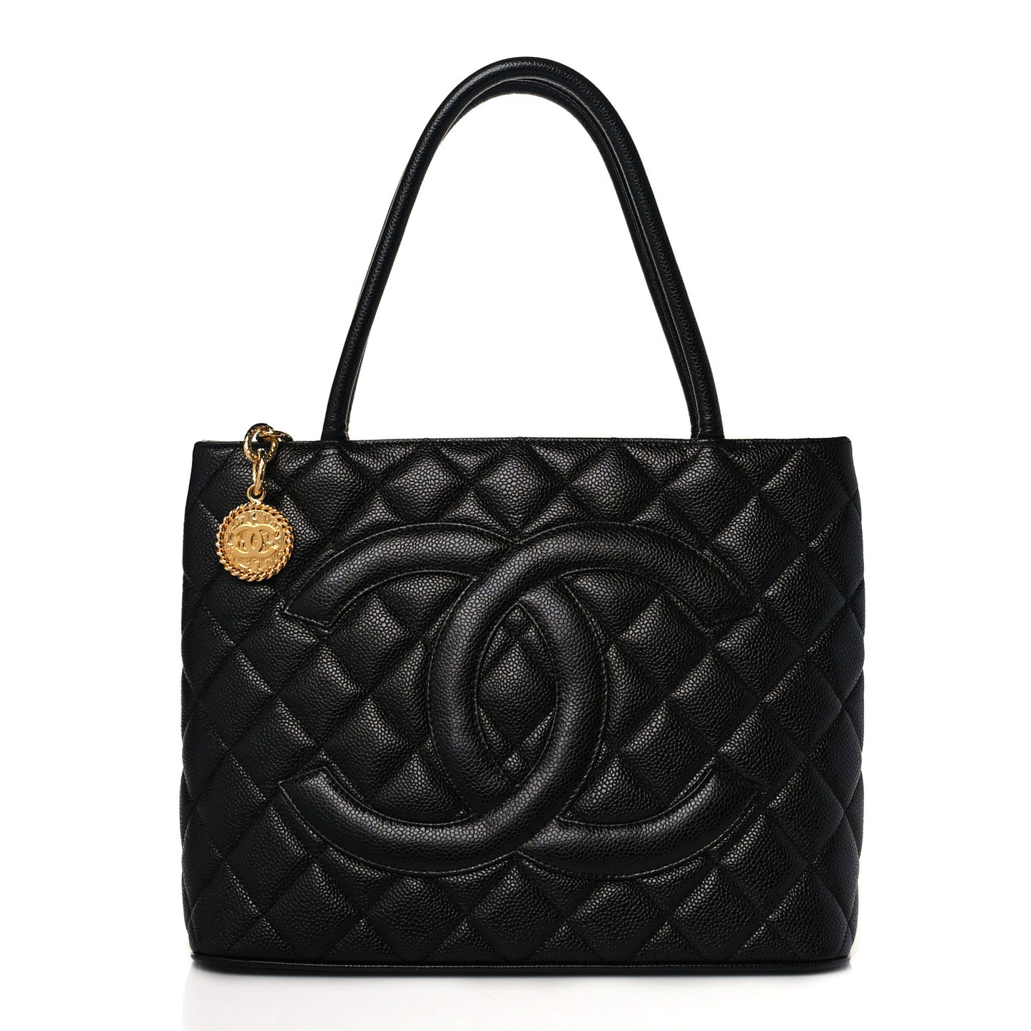Caviar Quilted Medallion Tote Black