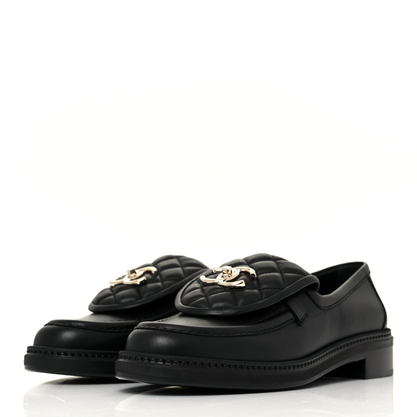 Lambskin Quilted CC Turnlock Loafers 37.5 Black