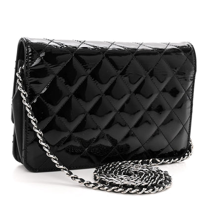 Chanel Patent Quilted Brilliant Wallet On Chain WOC Black 3 of 11