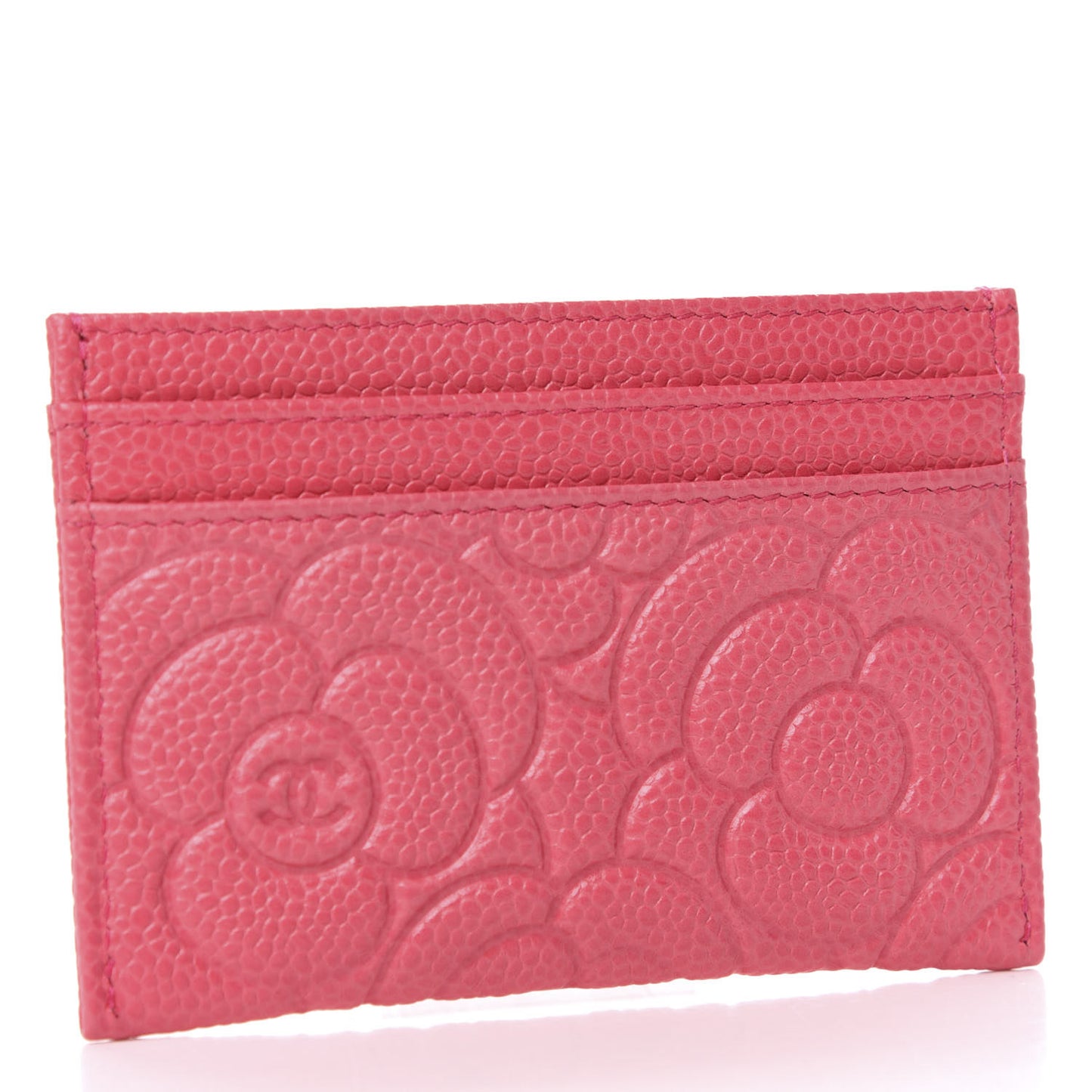 Caviar Camellia Embossed Card Holder Pink