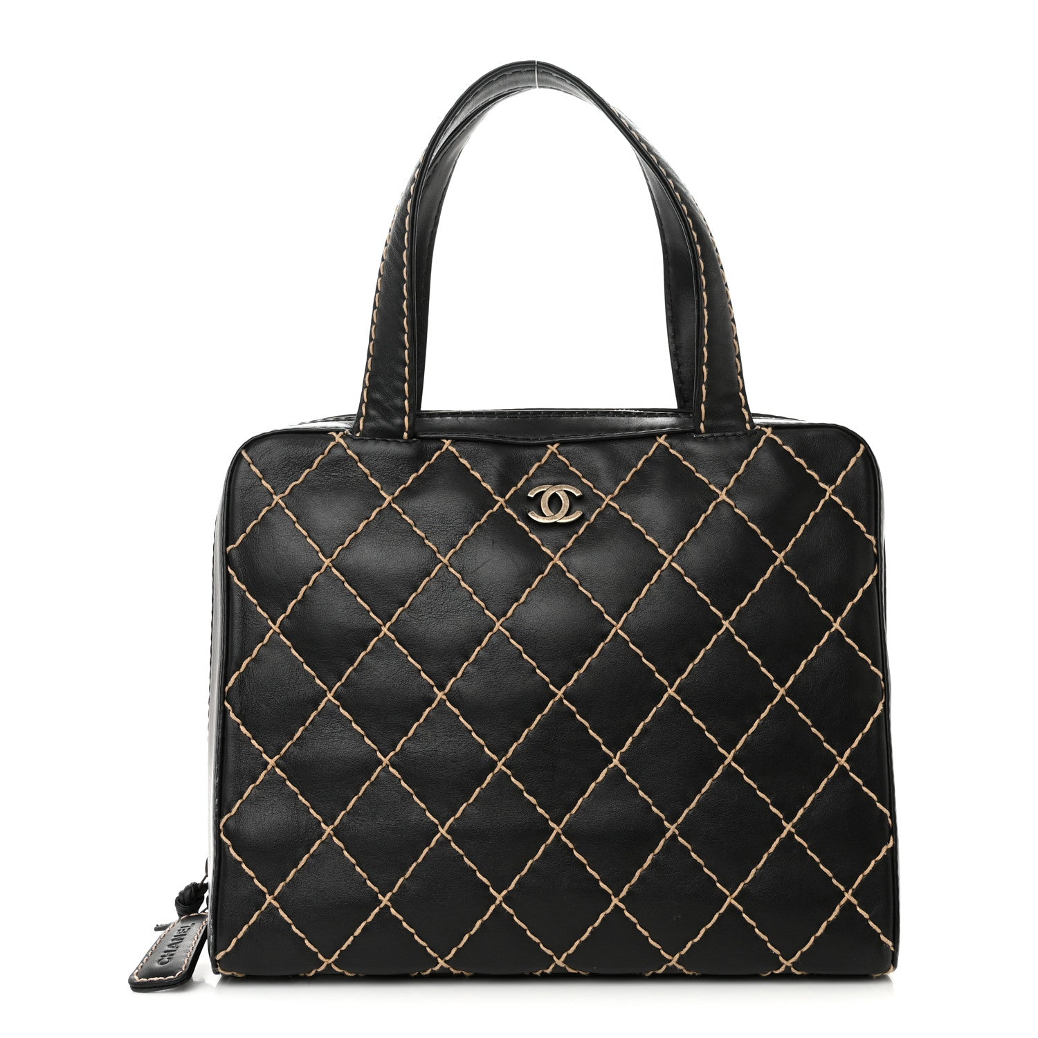 Chanel Calfskin Wild Stitch Vertical Top Handle Bag Black 1 of 14