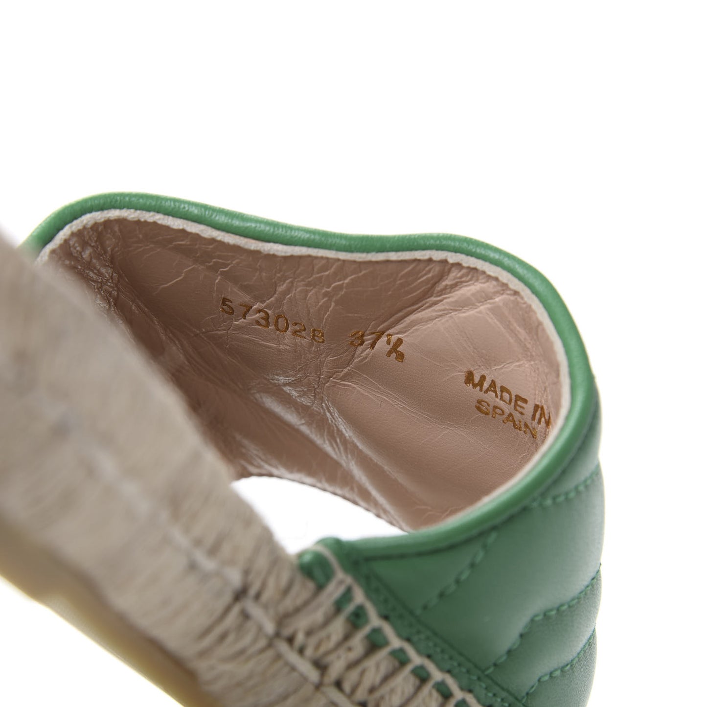 Nappa Matelasse GG Marmont Espadrille Slide Sandals 37.5 New Shamarock