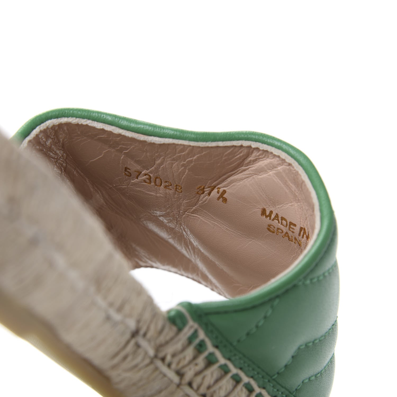 Gucci Nappa Matelasse GG Marmont Espadrille Slide Sandals 37.5 New Shamarock 8 of 8