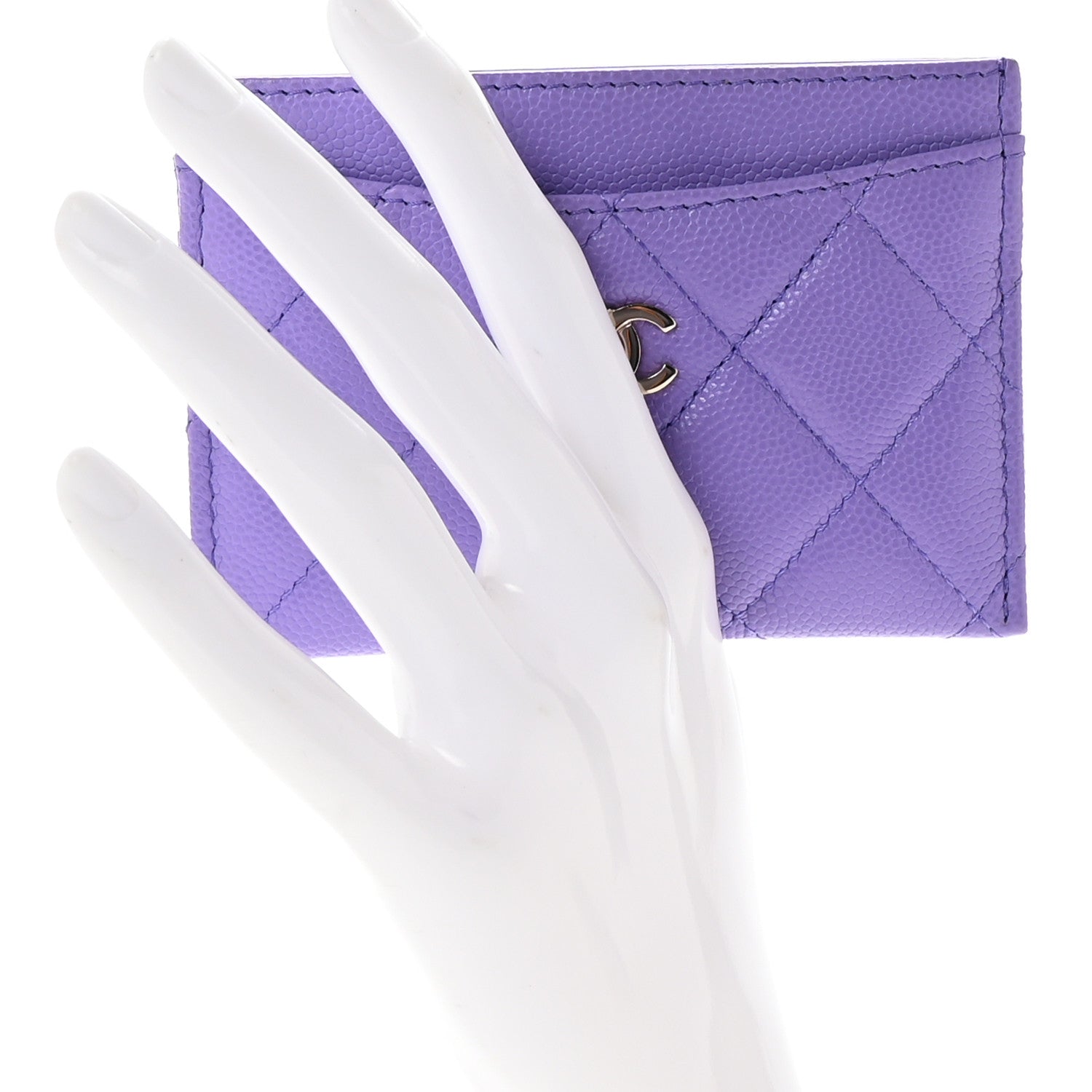Chanel Caviar Quilted Card Holder Purple 2 of 8