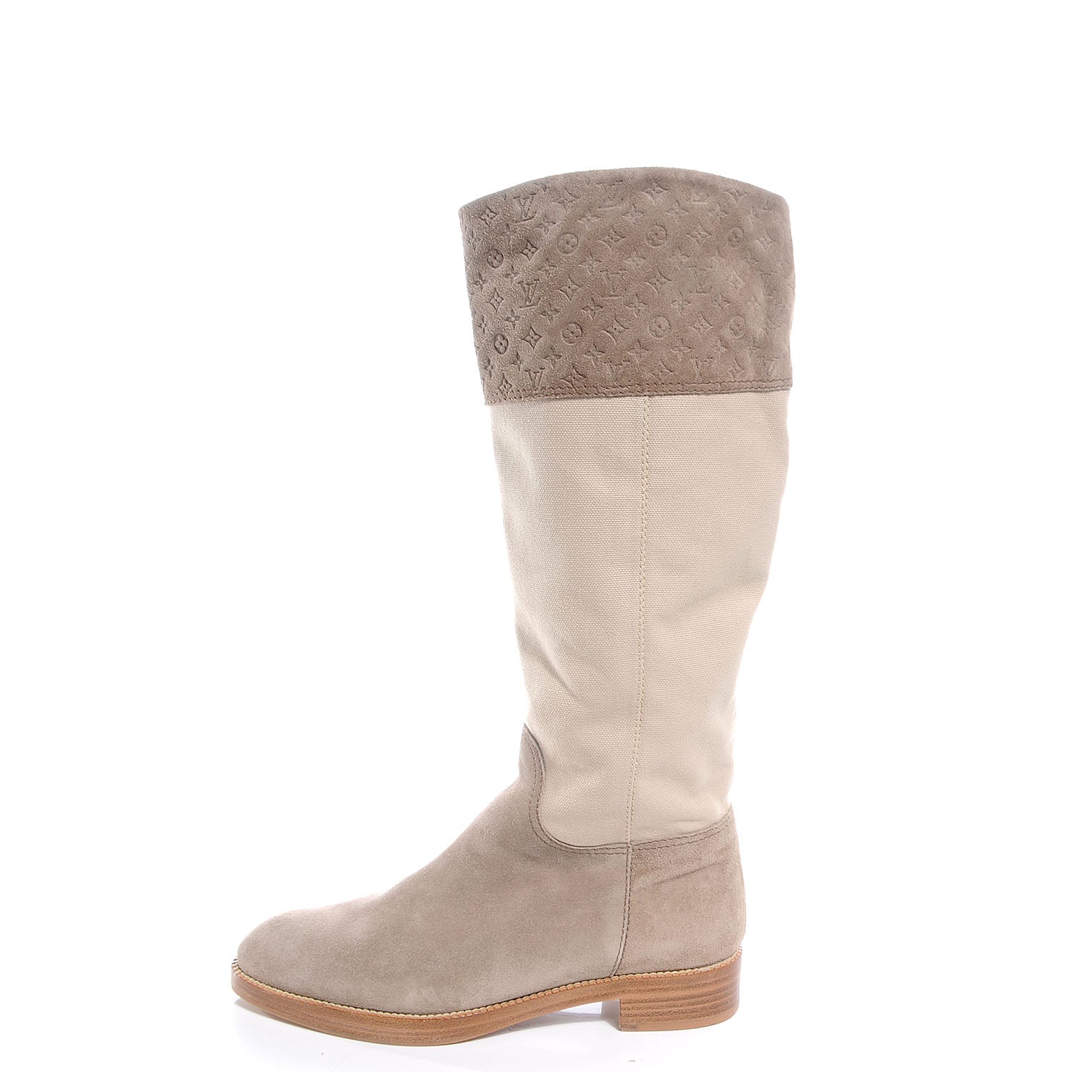 Louis Vuitton Canvas and Suede Calfskin Flat Seine Boots 38 1 of 5