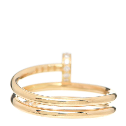 Cartier 18K Yellow Gold Diamond Double Juste Un Clou Ring 54 6.75 3 of 5