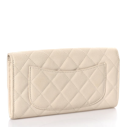 Chanel Caviar Quilted Large Gusset Flap Wallet Beige 3 of 11