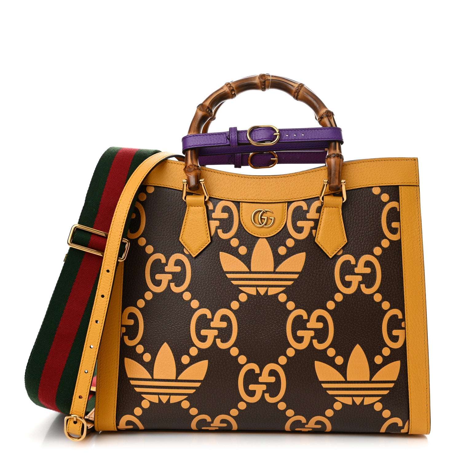 Gucci X ADIDAS Textured Dollar Calfskin Jumbo GG Textured Web