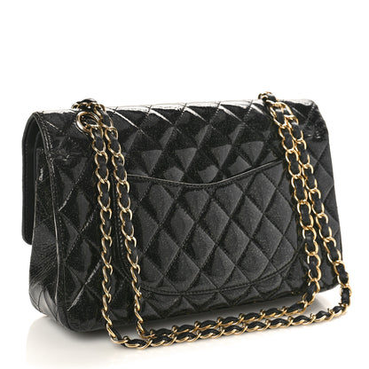 Chanel Patent Quilted Sparkle Glitter Medium Double Flap Black 3 of 14