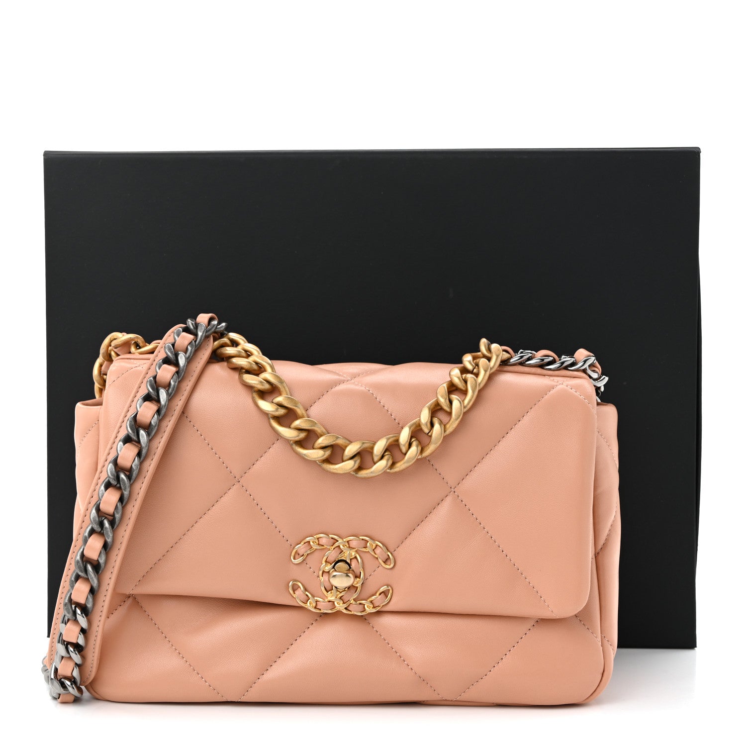 Chanel Lambskin Quilted Medium Chanel 19 Flap Beige 11 of 11
