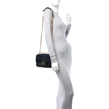 Prada Soft Calfskin Impunture Diagramme Medium Chain Flap Shoulder Bag Black 2 of 9