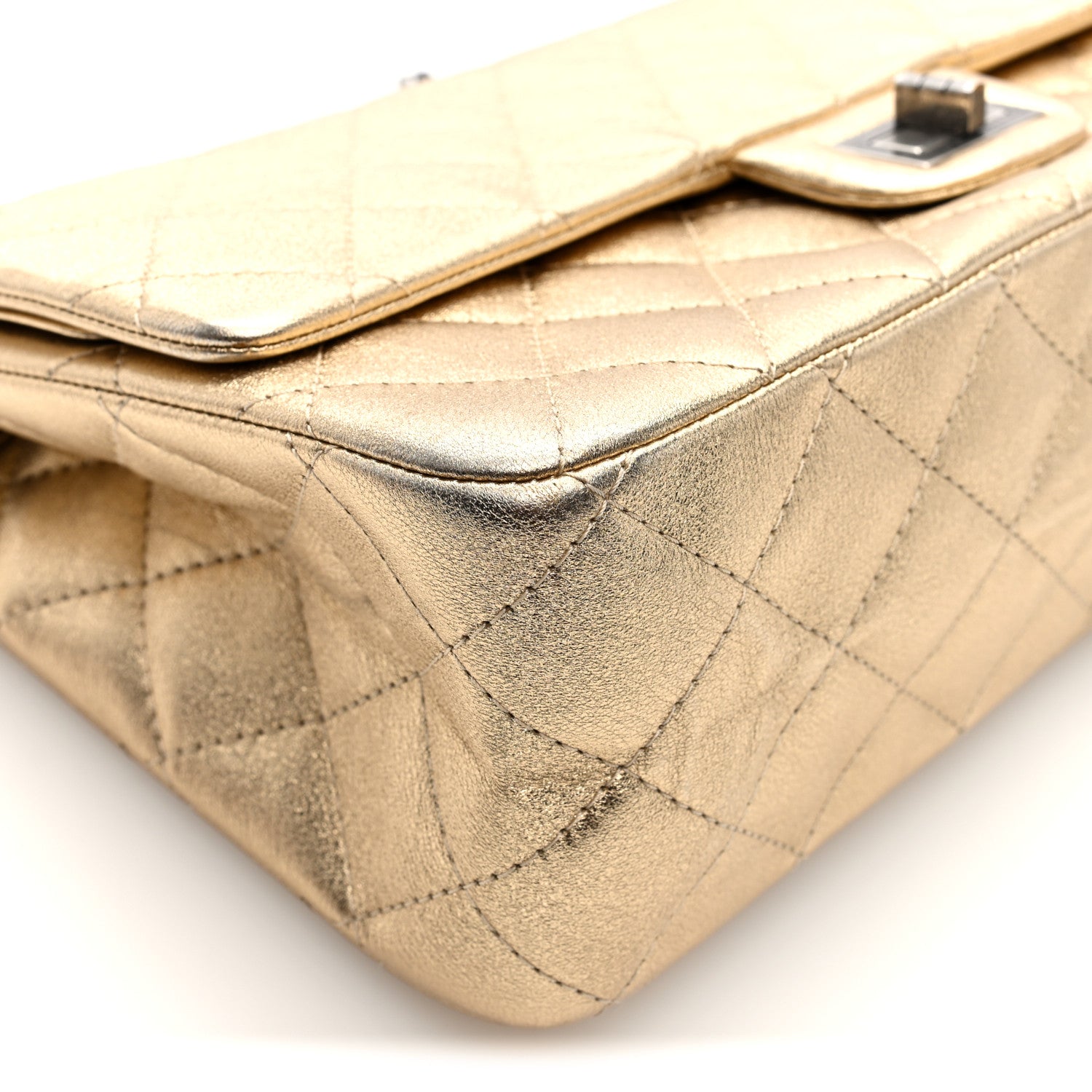 Chanel Metallic Aged Calfskin Quilted 2.55 Reissue 227 Flap Pale Gold 9 of 10