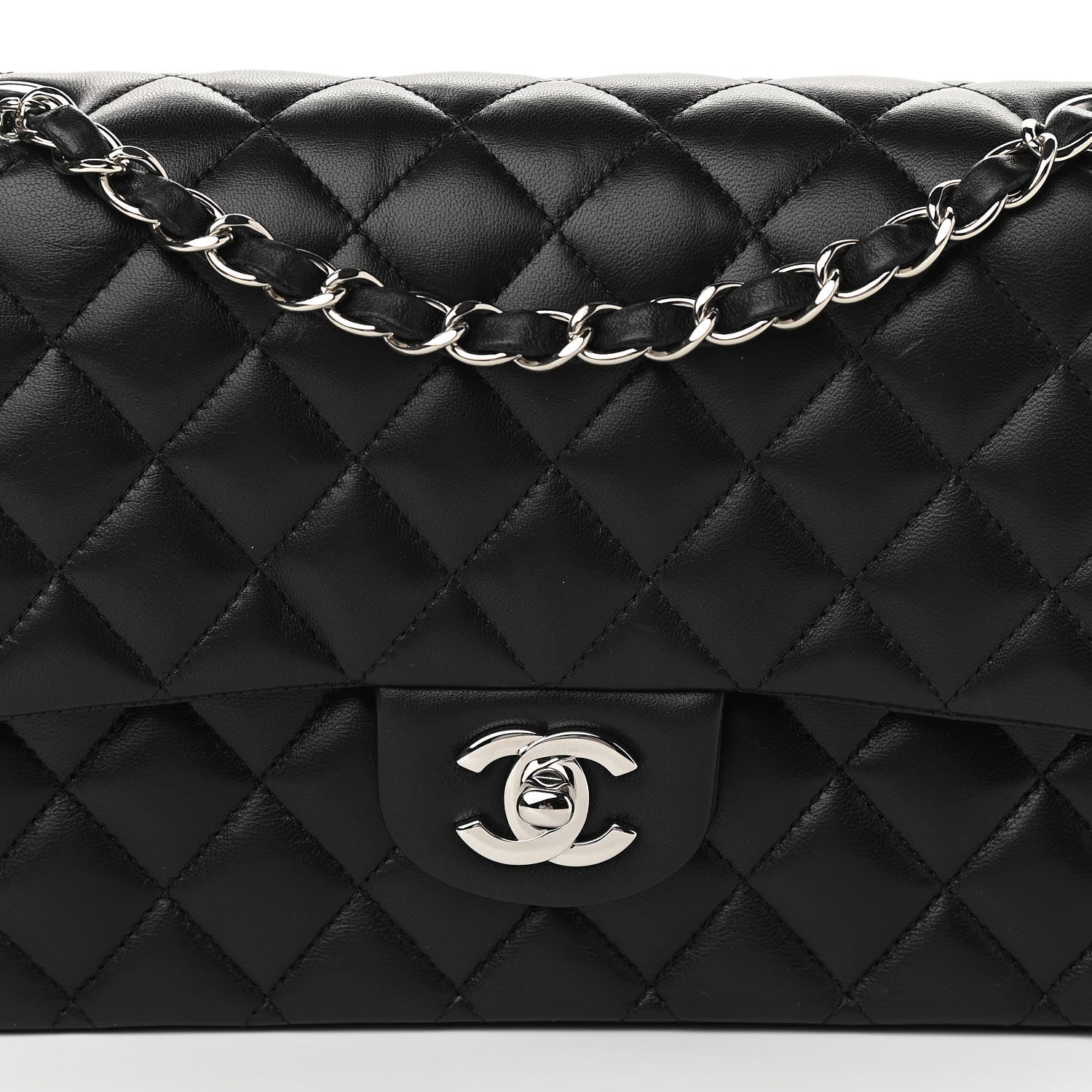 Chanel Lambskin Quilted Medium Double Flap Black 8 of 15