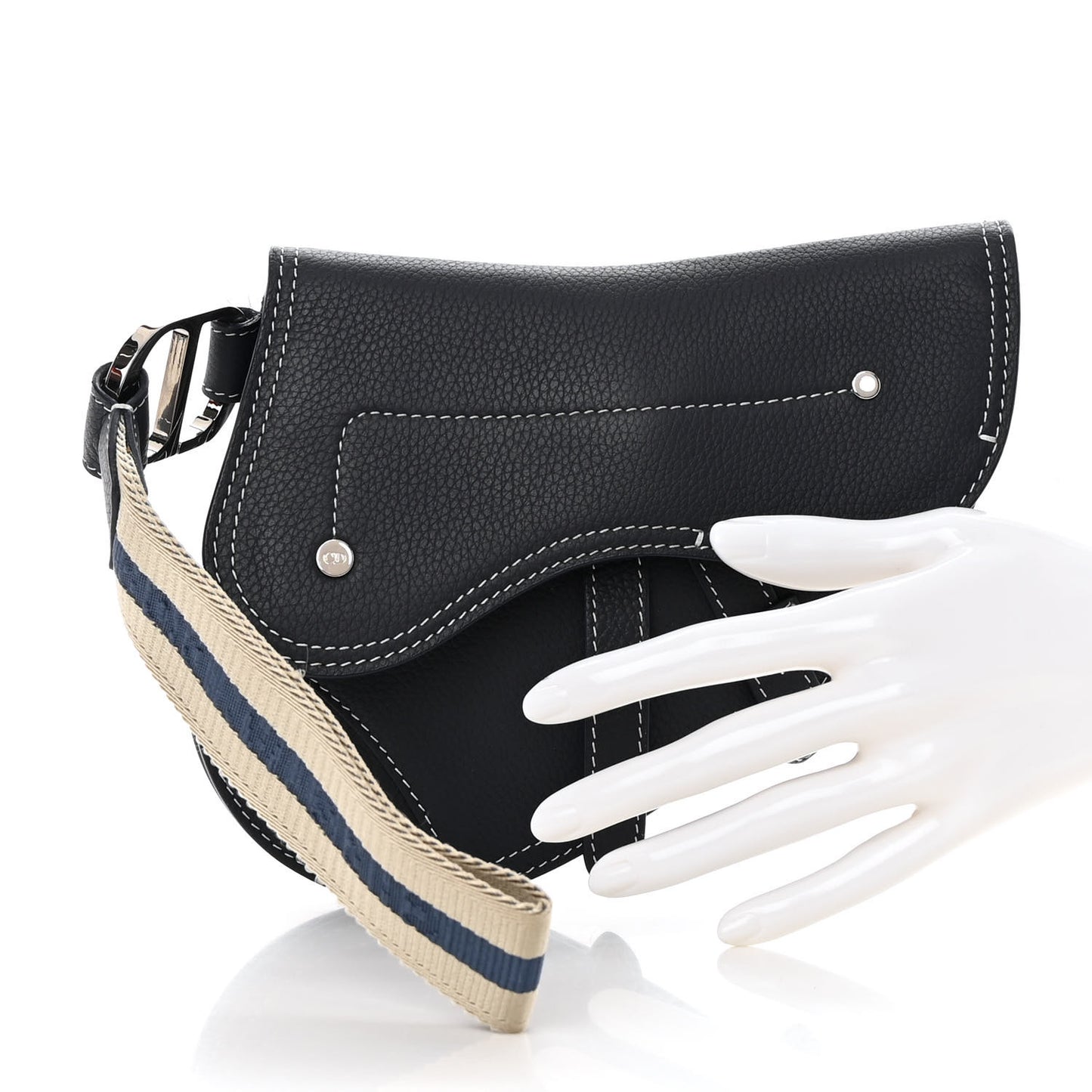 X KAWS Grained Calfskin Saddle Wristlet Blue
