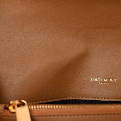 Saint Laurent Suede Matelasse Chevron Monogram Medium College Bag Cinnamon 11 of 12