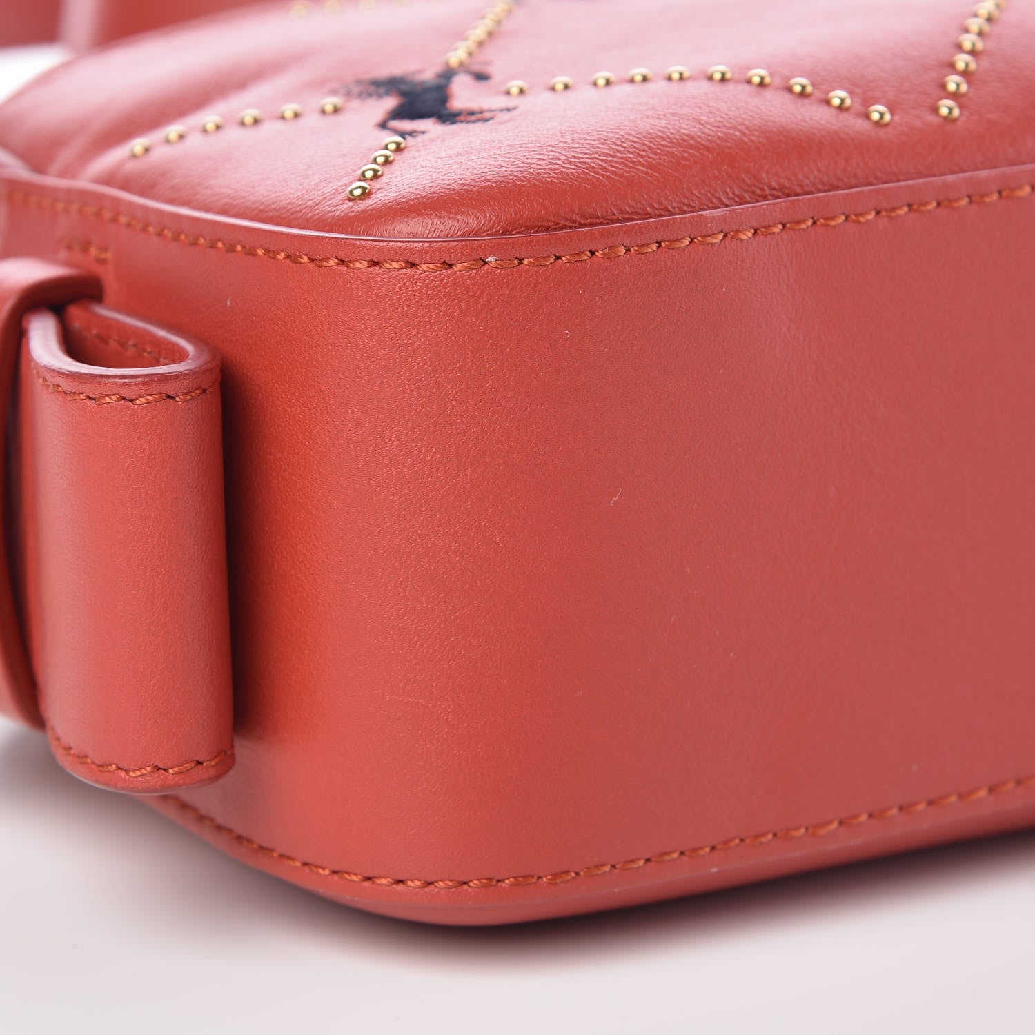 Chloe Smooth Calfskin Little Horses Embroidered Shoulder Bag Earthy Red 8 of 9