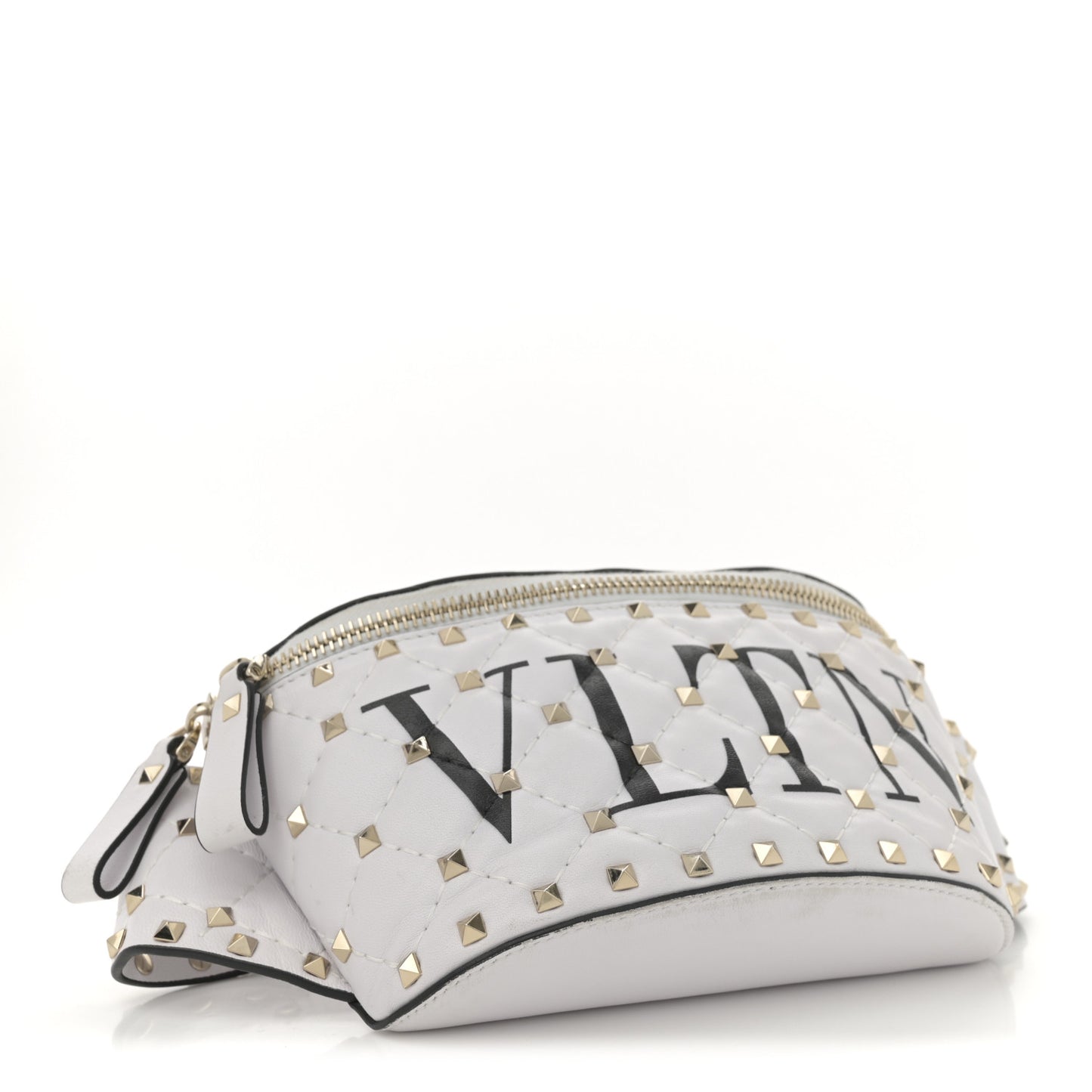 Lambskin VLTN Rockstud Spike It Belt Bag 85 White Black
