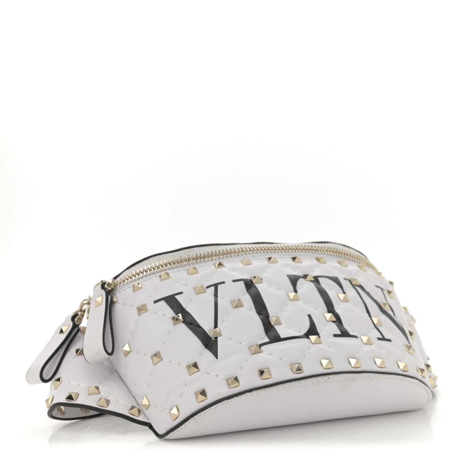 Valentino Garavani Lambskin VLTN Rockstud Spike It Belt Bag 85 White Black 4 of 9