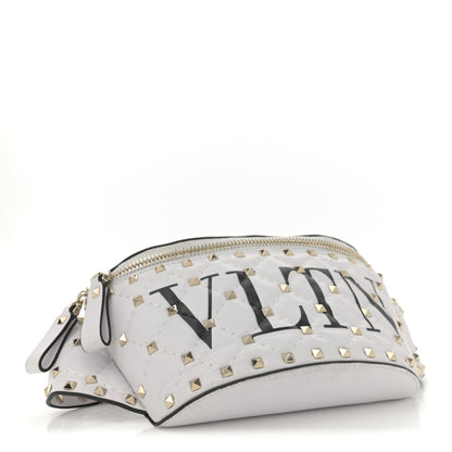 Valentino Garavani Lambskin VLTN Rockstud Spike It Belt Bag 85 White Black 4 of 9