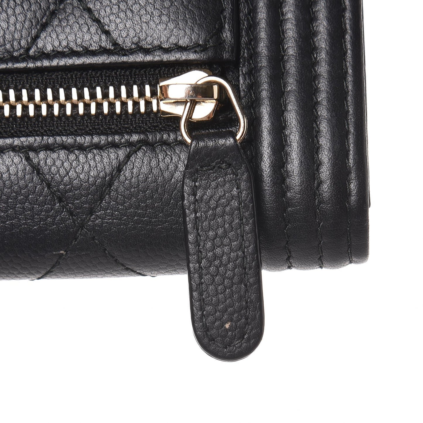 Caviar Quilted Compact Boy Wallet Black