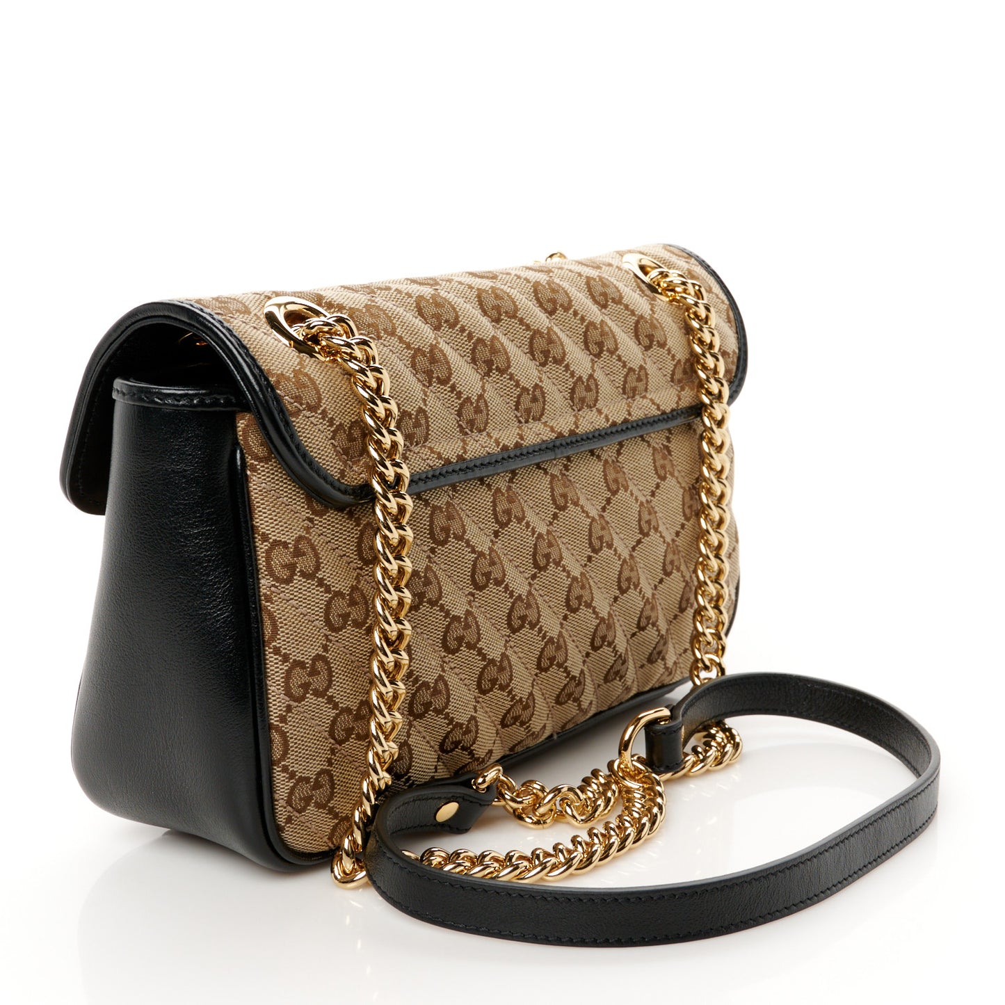 Monogram Matelasse Diagonal Small GG Marmont Shoulder Bag Beige Black