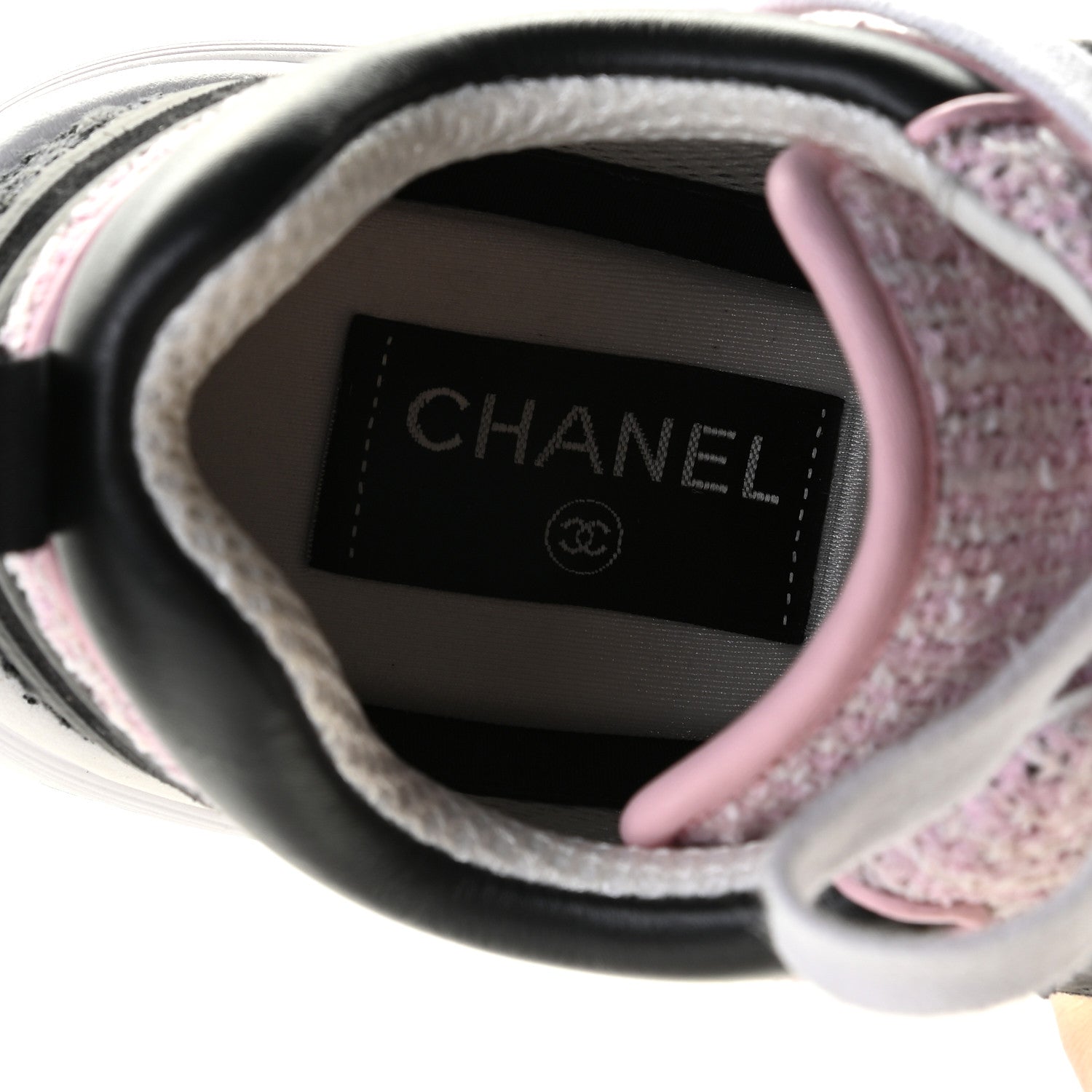 Chanel Tweed Suede Calfskin CC Sneakers 38.5 Gray Pink 8 of 11