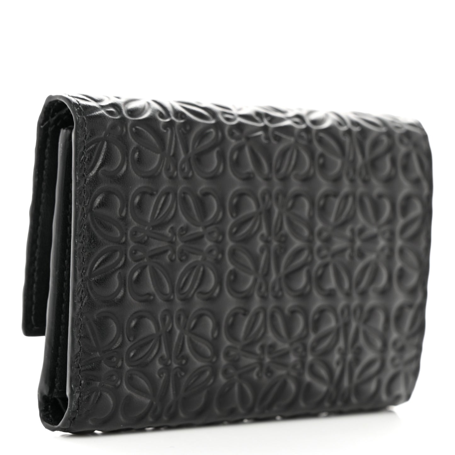 Calfskin Embossed Trifold Wallet Black