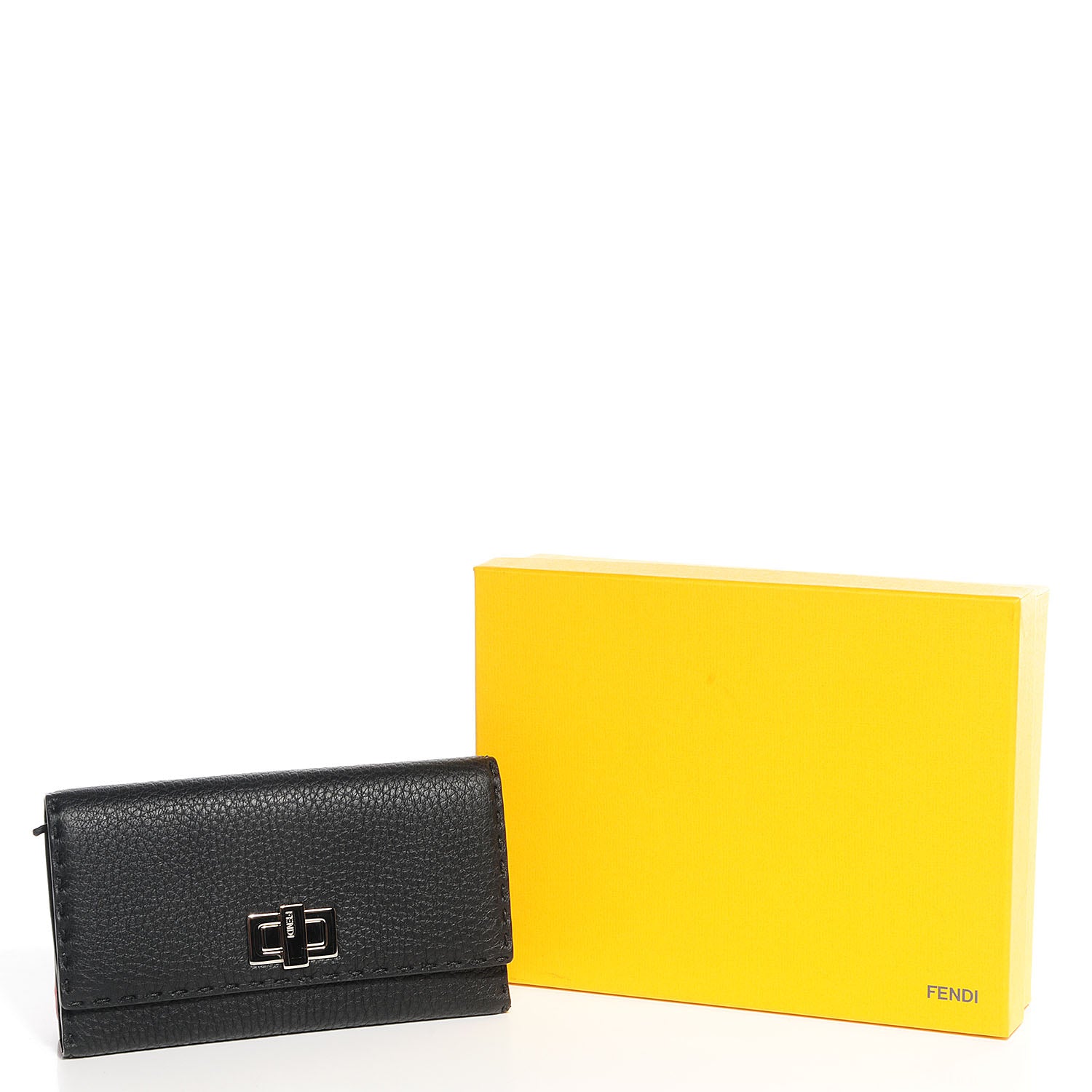 Fendi Cuoio Romano Selleria Peekaboo Continental Wallet Black 5 of 14