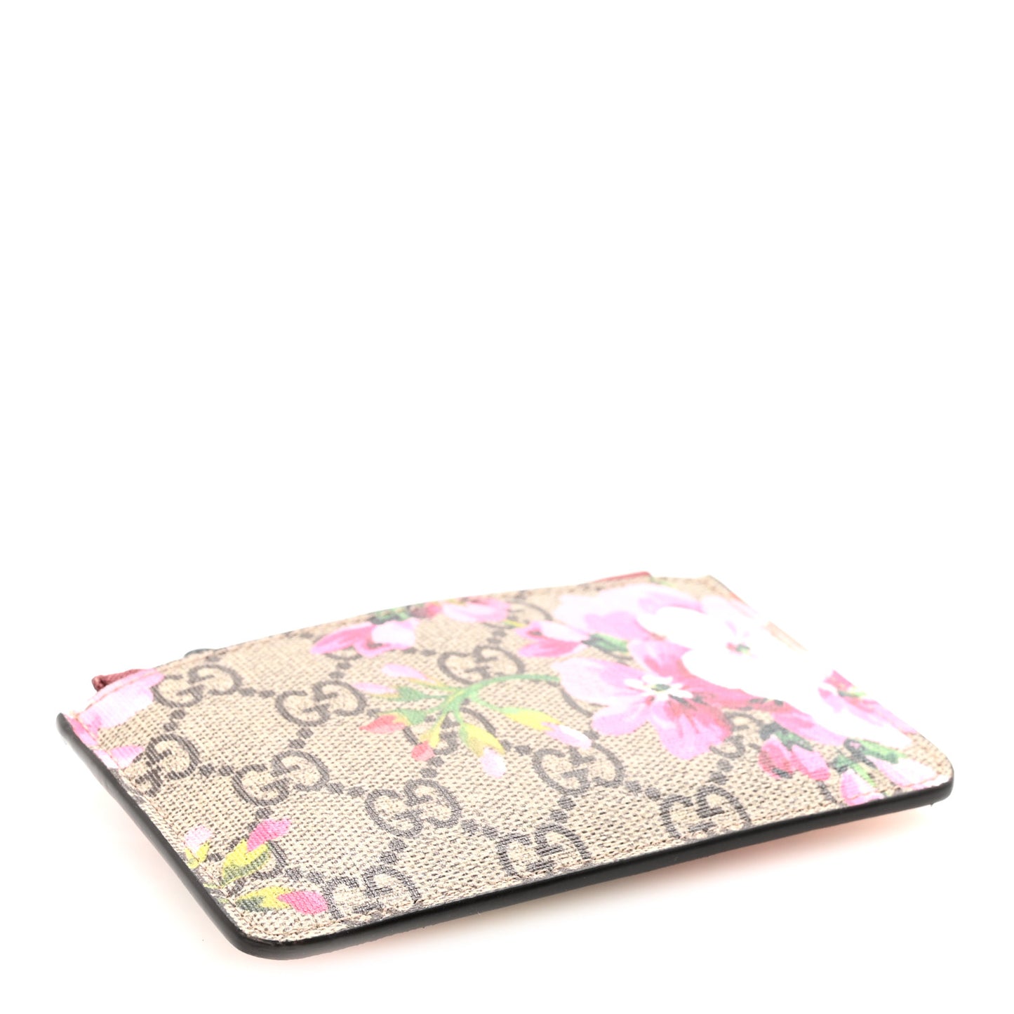 GG Supreme Monogram Blooms Key Ring Coin Case Beige Multicolor Dry Rose